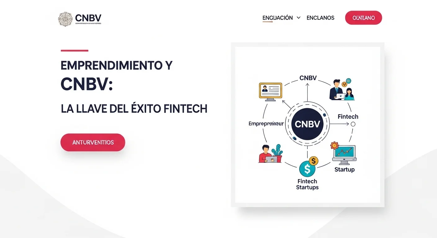 Un gráfico conceptual mostrando la conexión entre la CNBV, el emprendimiento y las startups Fintech en México.
