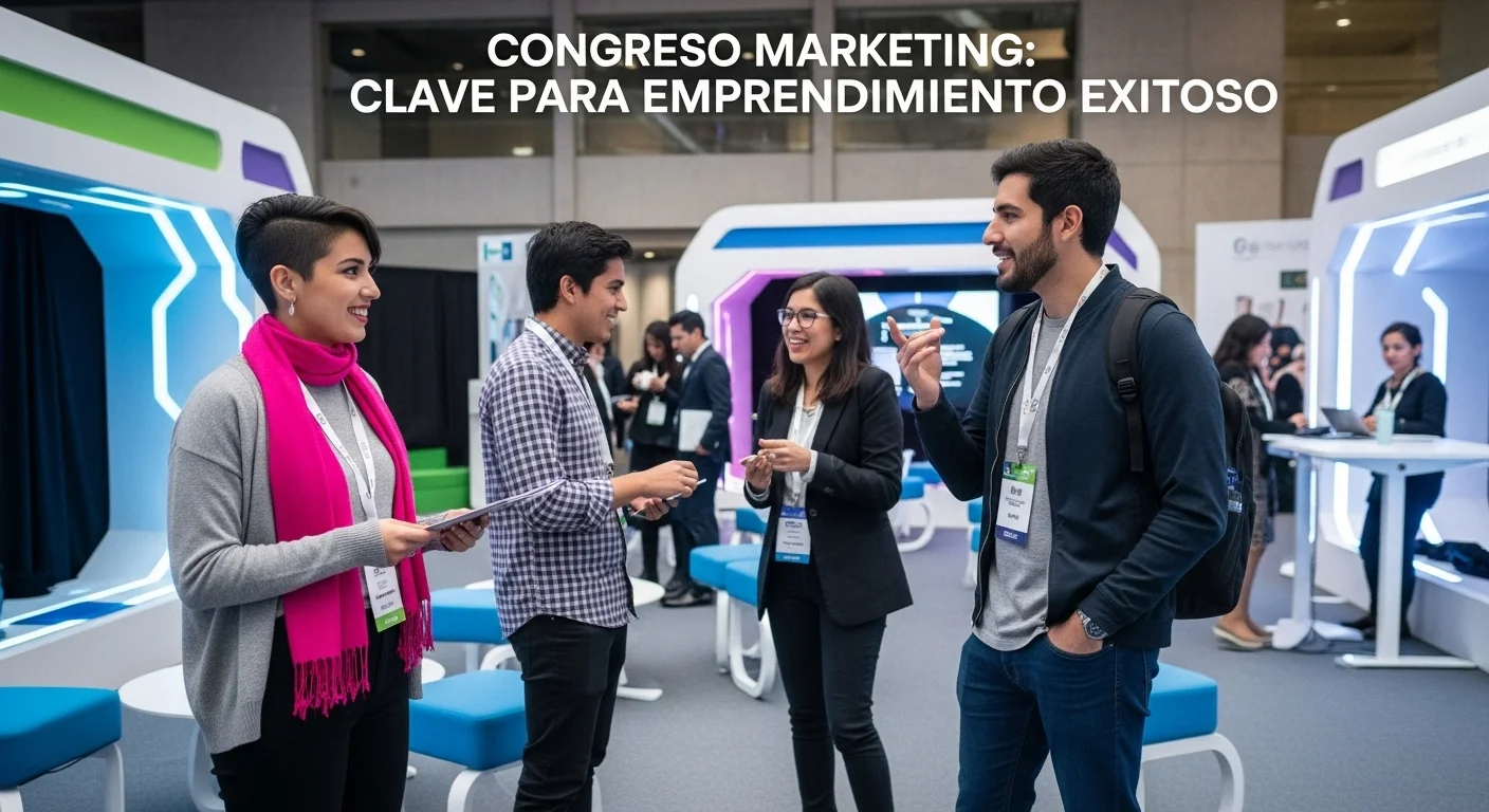 Emprendedores haciendo networking y compartiendo ideas en un congreso de marketing, simbolizando el crecimiento de startups mexicanas.