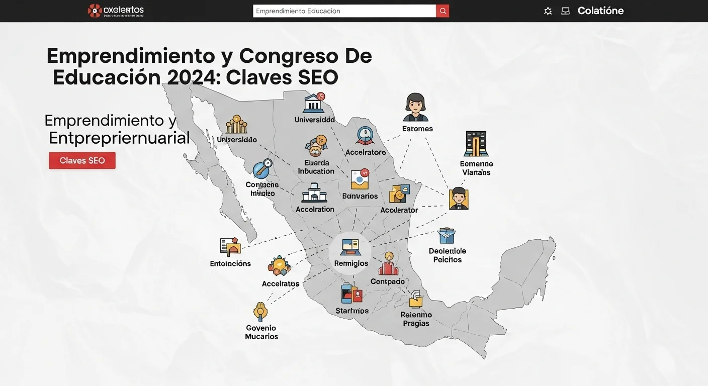Mapa conceptual del ecosistema emprendedor en México, mostrando la interacción entre universidades, incubadoras, aceleradoras, gobierno y startups.