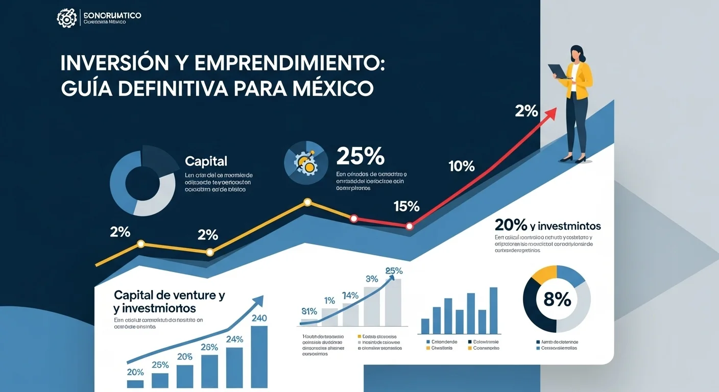 Infografía mostrando el crecimiento del capital de riesgo y las inversiones en el ecosistema de startups en México.