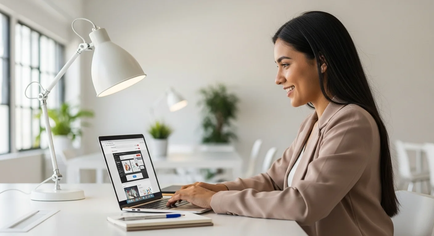 Una persona trabajando en su laptop en un espacio moderno, simbolizando el emprendimiento digital y las startups en México.