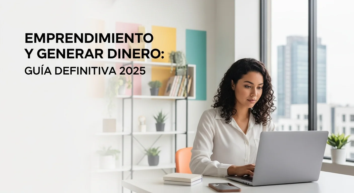 Una persona trabajando en una laptop en un espacio de coworking moderno, simbolizando el emprendimiento y las startups en México para generar dinero.