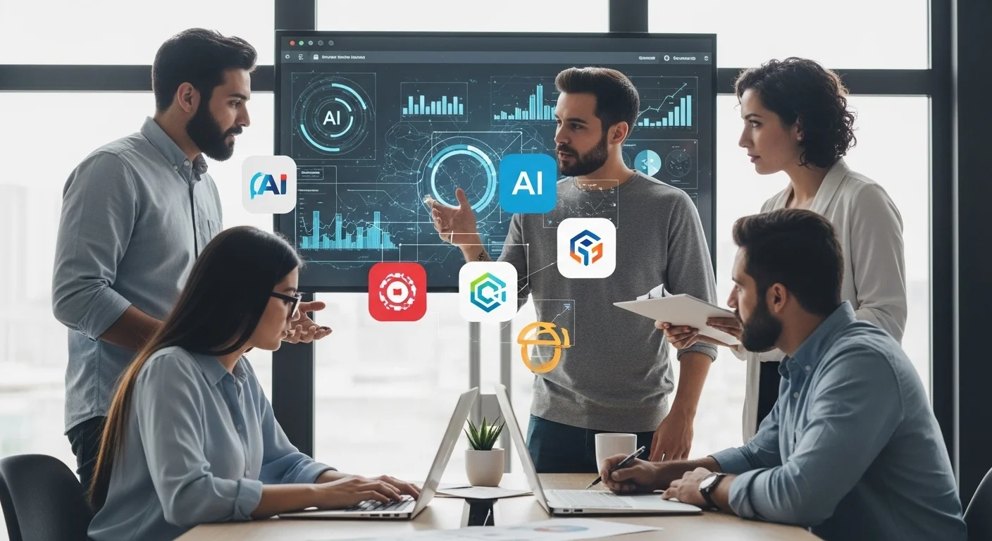 Una imagen conceptual que muestra a un emprendedor mexicano frente a una pantalla con interfaces de inteligencia artificial, simbolizando la innovación en startups.