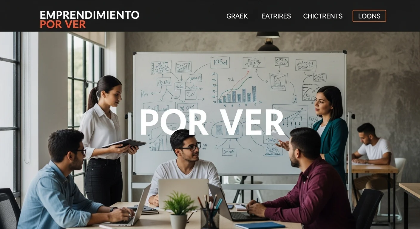 Imagen conceptual sobre el emprendimiento en México, mostrando a un grupo de jóvenes emprendedores colaborando frente a una pizarra con diagramas de crecimiento y la palabra 'Por Ver' destacada.