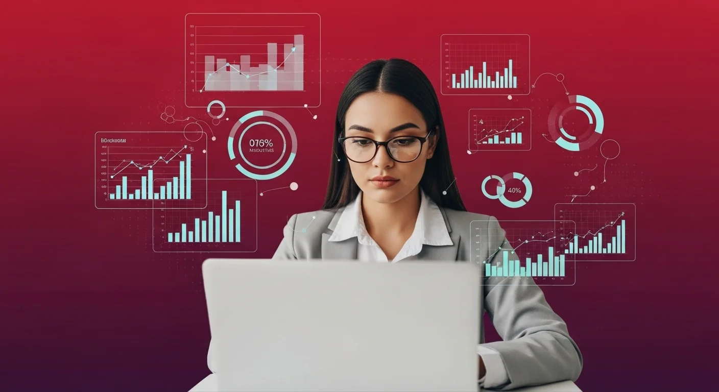 Una persona trabajando en una laptop con gráficos de marketing digital, representando el emprendimiento y las startups en México