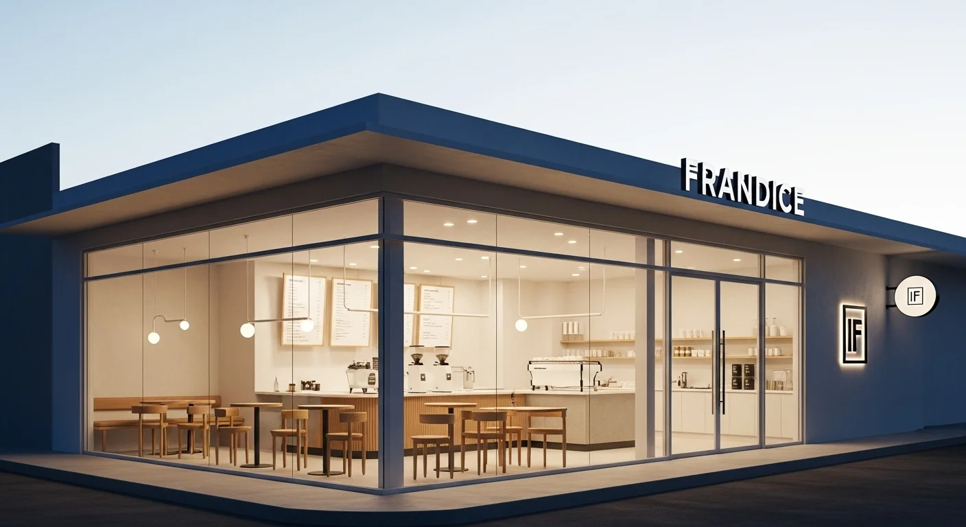Fachada moderna de una tienda de franquicia, representando una oportunidad de startup para emprendedores.