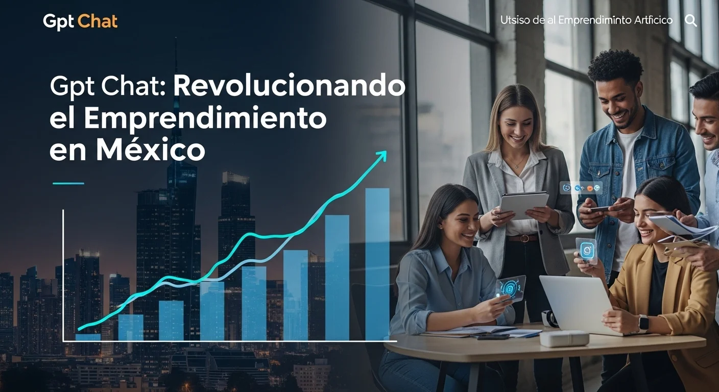 Gráfica ascendente mostrando el crecimiento y la adopción de la inteligencia artificial, como Gpt Chat, por parte de las startups en México.