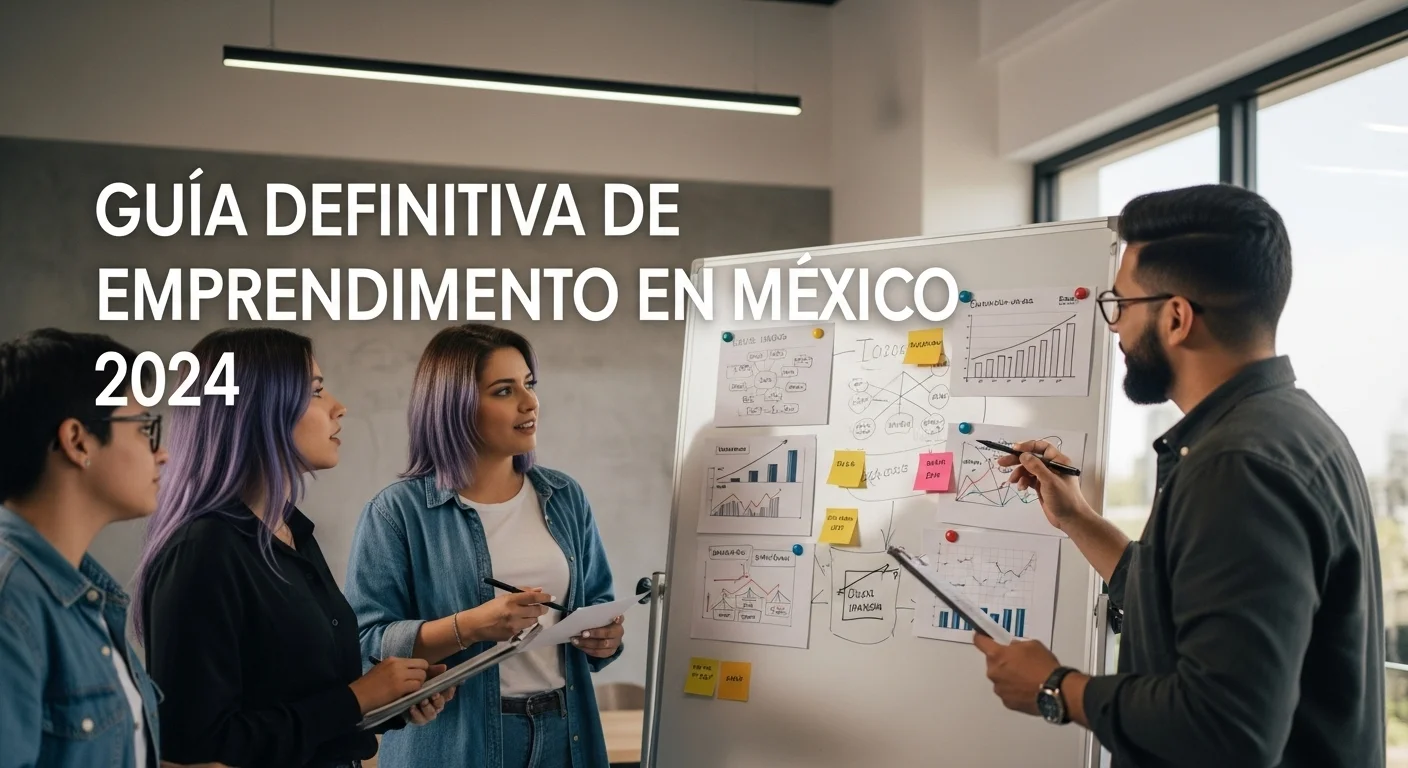 Un equipo diverso de jóvenes emprendedores colaborando en una pizarra con gráficos y diagramas, simbolizando la planificación de negocios para 2024.