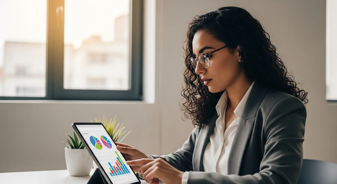 Una persona analizando gráficos de crecimiento en una tableta, simbolizando los negocios para invertir y el emprendimiento en México.