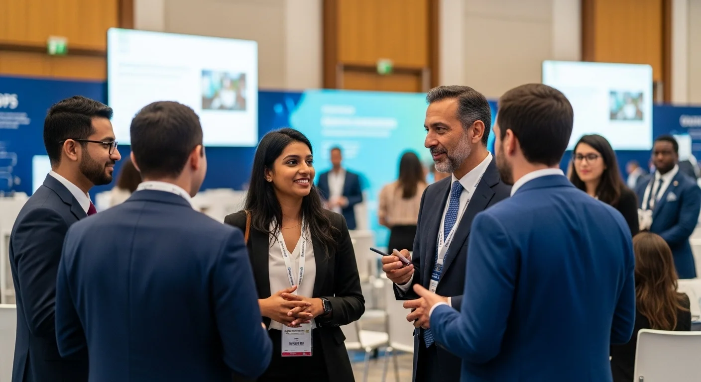 Networking efectivo en un congreso de alimentos, emprendedores conectando con inversores y mentores