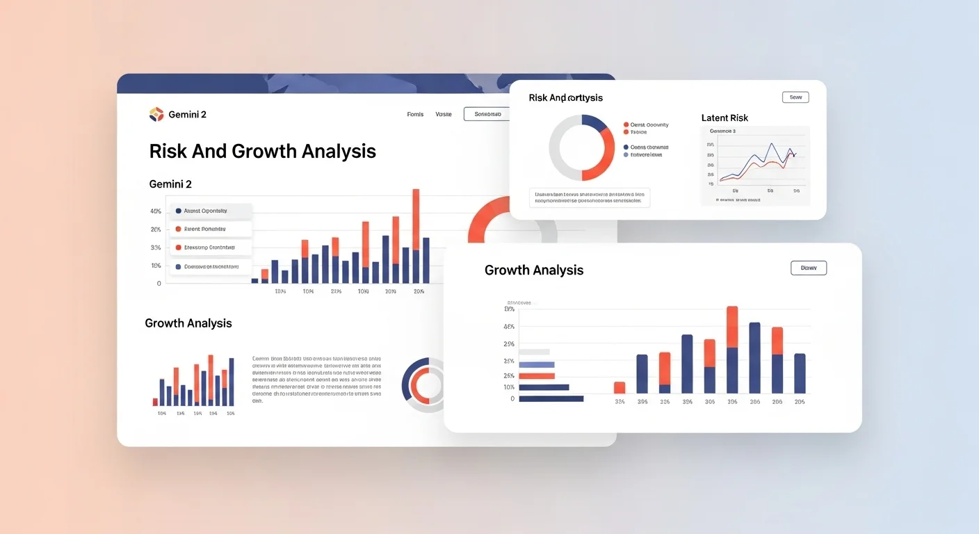 Gráficos de análisis de riesgo y crecimiento de una startup, simbolizando la toma de decisiones informadas en el emprendimiento.