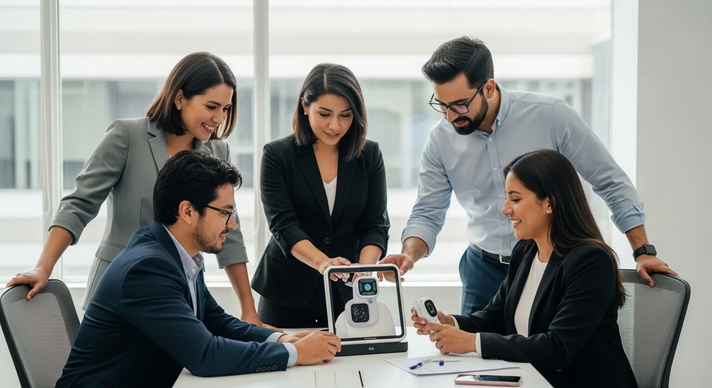 Equipo de una startup mexicana de salud trabajando en su prototipo de dispositivo médico digital