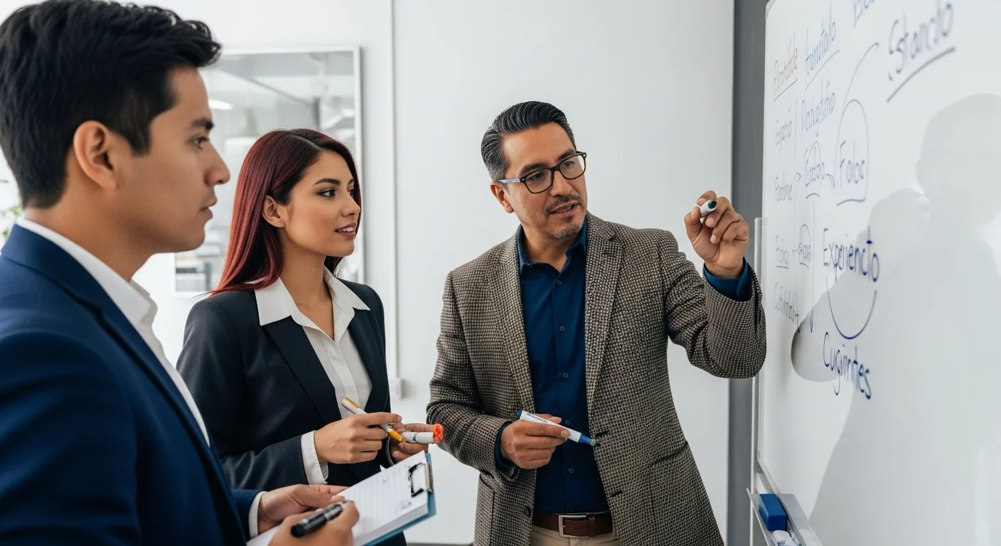 Equipo de una startup mexicana en una pizarra discutiendo una estrategia de SEO basada en la larga cola y la experiencia del cliente.