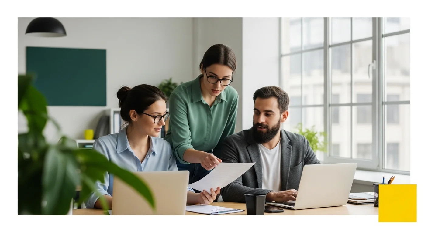 Equipo de una startup colaborando en una oficina moderna, representando la conexión entre cumplimiento fiscal y acceso a financiamiento.