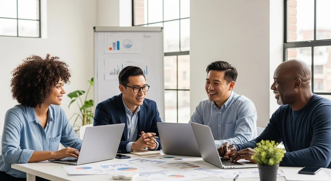 Grupo de emprendedores colaborando en una startup, simbolizando el acceso a subvenciones para emprendimiento.